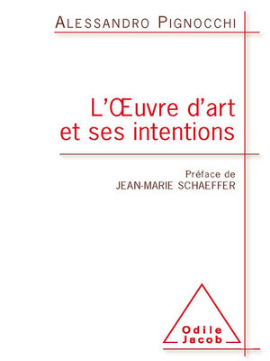 cover image of L' Œuvre d'art et ses intentions